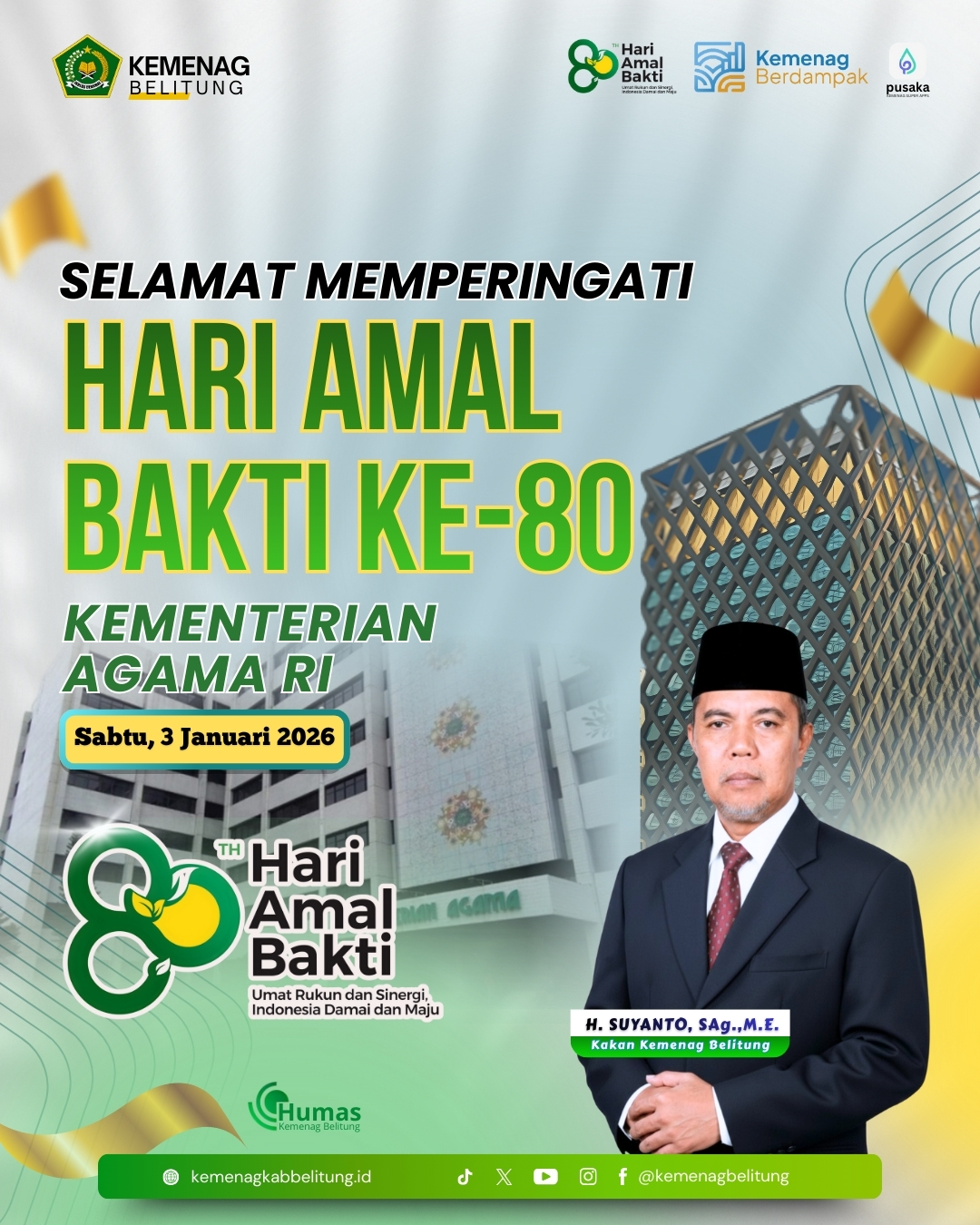Selamat Hari Amal Bakti Kementerian Agama ke-80