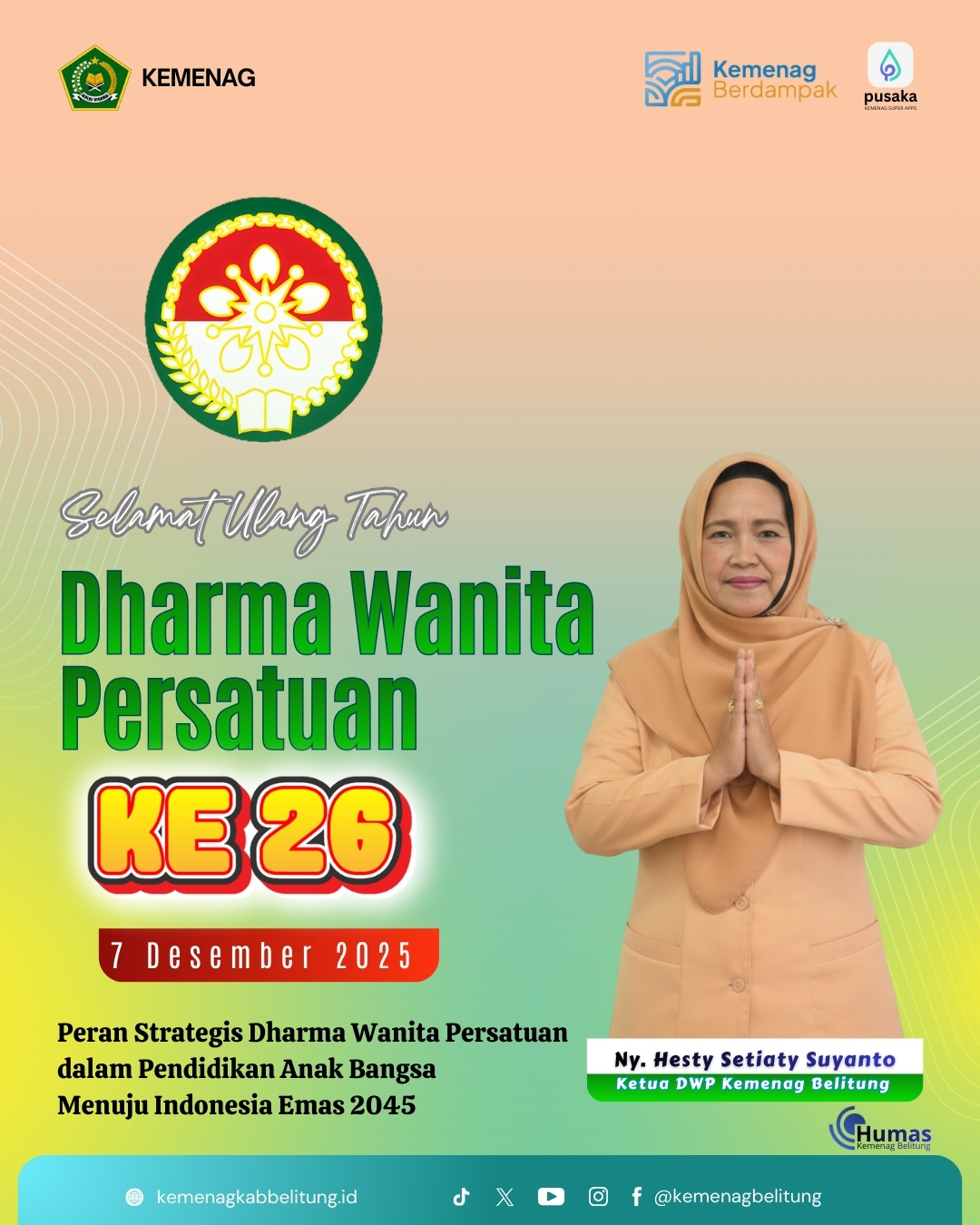 Selamat Hari Ulang Tahun Dharma Wanita Persatuan ke-26