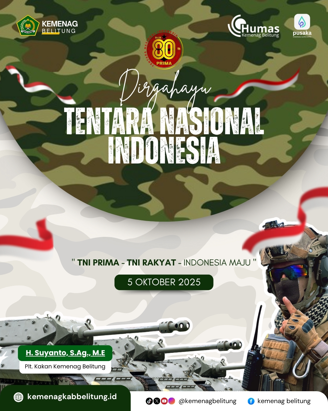 Dirgahayu Tentara Nasional Indonesia ke-80 Tahun