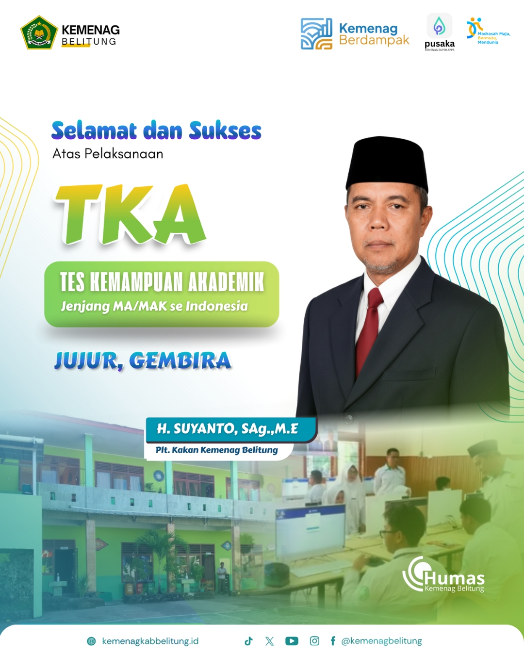 Kantor Kemenag Belitung mengucapkan Selamat dan Sukses atas Pelaksanaan Tes Kemampuan Akademik (TKA)
