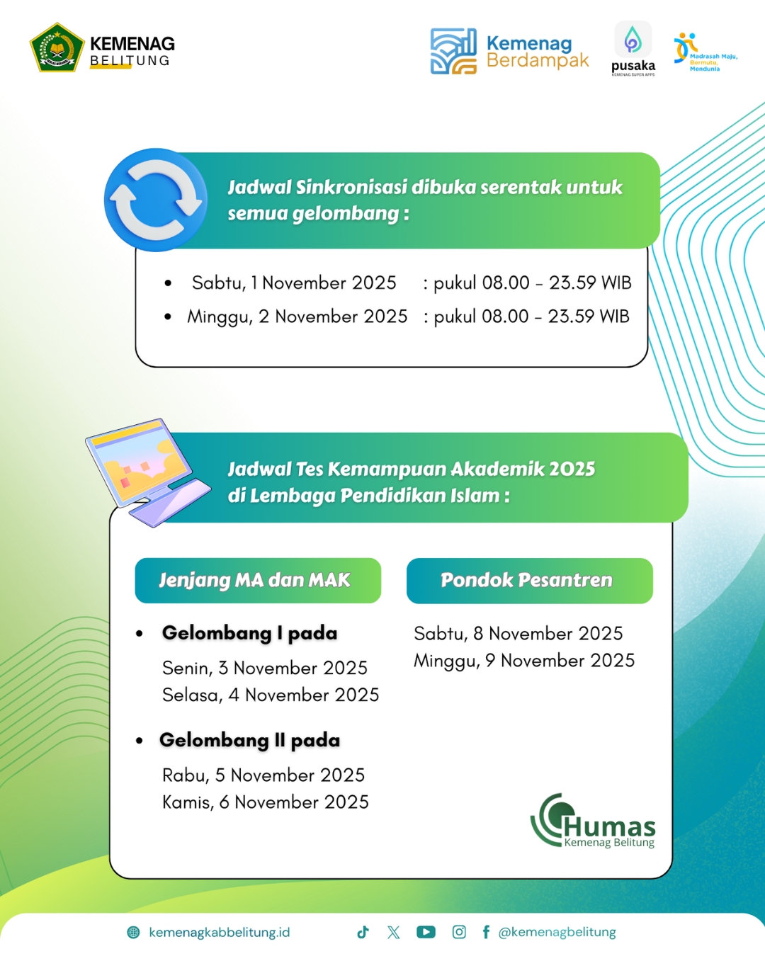 Selamat dan Sukses atas Pelaksanaan Tes Kemampuan Akademik (TKA) Jenjang MA/MAK se-Indonesia!