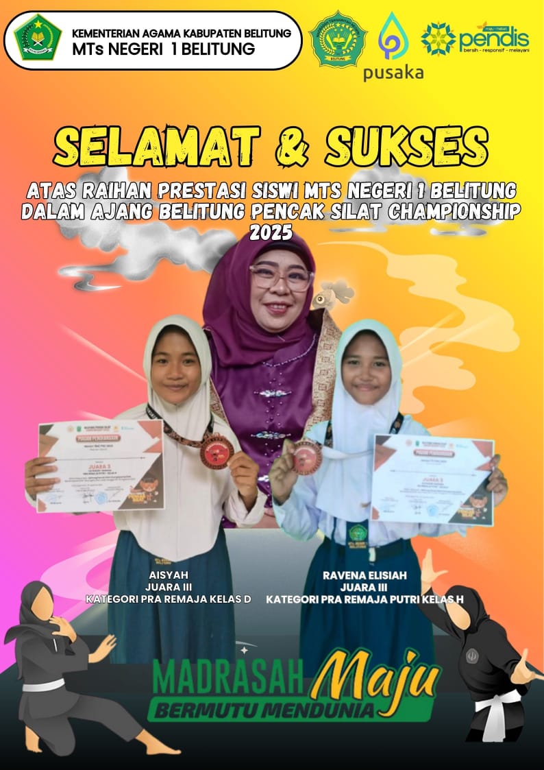 Dua Siswi MTsN 1 Belitung Raih Prestasi di Kejuaraan Pencak Silat Kabupaten Belitung